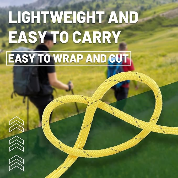 SDHUATUO Paracord Rope 1000FT, 550lb Type III Nylon Parachute Cord 7-Strand Core with Reflective Strips, Utility String for Survival, Camping Gear, Hiking, DIY, Crafting, Outdoor, Yellow