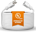 Outdoor Extension Cord Waterproof 10 Ft, White, Indoor, Outdoor Power Cord, Heavy Duty 16/3, Single Outlet, UL Listed, 3-Prong, Grounded Outlet, Extension Wire.