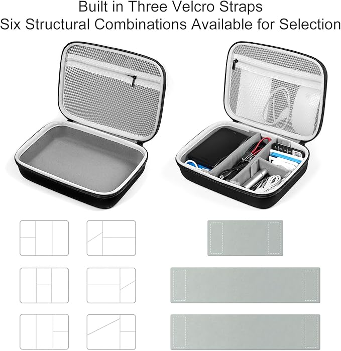EVA Electronic Accessories Storage Case Large Shockproof Waterproof Storage Bag for Electronics Organizer Portable Cable Storage Bag for Travel or Work (Black, Double Layer)