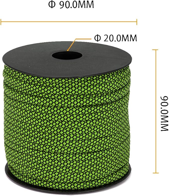 MOOCY Paracord 550,5/32 in x 164 ft (4mm x 50m),7 Inner Strands/Parachute Cord,Nylon Type III Paracord,Ideal Nylon String for Survival & Camping Gear,Green Black