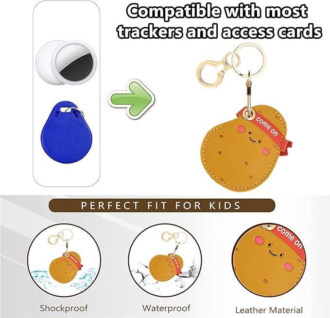 Leather Keychain Holder Case Compatible with AirTag,Cute air tag Cover with Keychain Ring,GPS Tracker Case for Keys