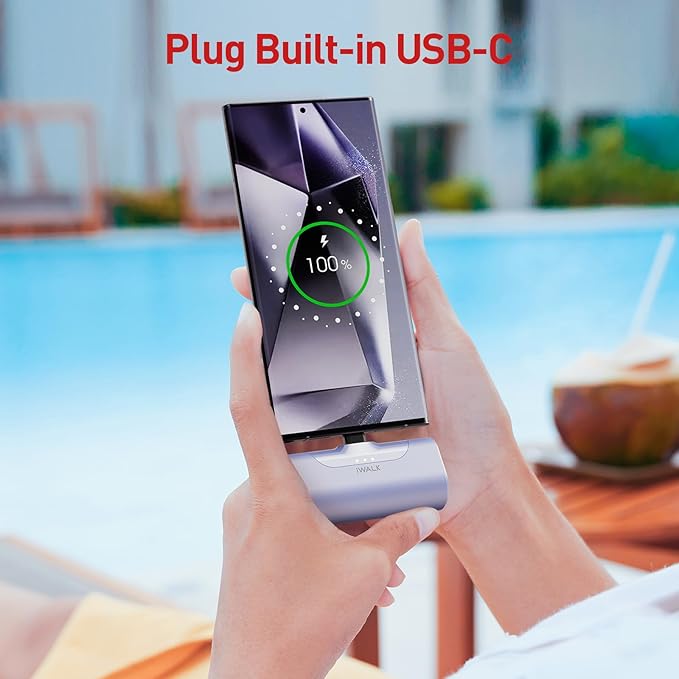iWALK Small USB-C Portable Charger, 4500mAh Portable Charger for iPhone 17/16/15 Series Power Bank for Samsung Galaxy S25/S24/S23 Ultra, Z Flip 5, Note, Moto, LG, Google Pixel, Purple