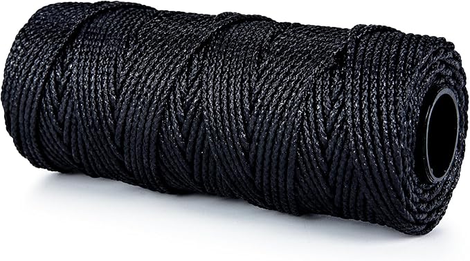 HONGDA Braided Tarred Bank Line Twine, Black Nylon String, 236 Feet #36, 2.2mm for Gardening, Construction, Gear Tying, Jungle Survival, Trotline