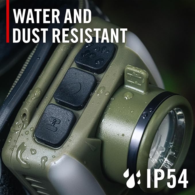 Coast FL97R Voice-Controlled 1200 Lumen Rechargeable LED Headlamp with Pure Beam® Spot & Flood, ARC Lighting, Red & Green Color Modes, Glide Focus™ Radial Arm Dial and USB-C Charge Port, Grey