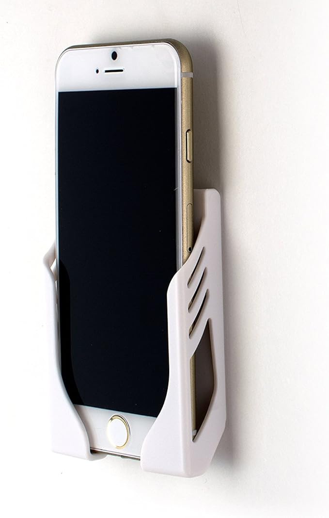 Dockem Koala Wall Mount for iPhone 16, 15, 14, 13 Series, Galaxy S25, S24, Pixel 9 – Damage-Free Dock with 3M Command Strips, Holds Phones up to 11mm Thick [White]