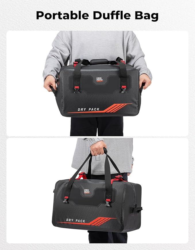 KEMIMOTO Waterproof Duffle Bag 45L Heavy Duty Marine Dry Bags Backpack Jet Ski Motorcycle Tail Bag Large Storage Travel Luggage For Boat Camping With Quick-Fixed Straps Compatible With Sea-Doo LinQ