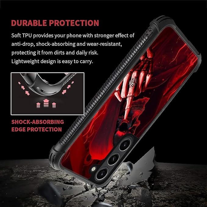 for Samsung Galaxy S23 Case, Gestures Funny Skull Pattern Graphic Design Girl Boy Soft Silicone Hard Acrylic Shock Protection for Samsung Galaxy S23
