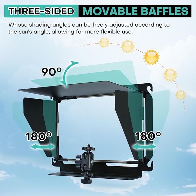 Baseball Fence Phone Mount with 3-Sided Anti-Glare Sunshade, Capture Clear Game Footage in Bright Sunlight, Fits iPhone, GoPro, Mevo Start & Action Cameras, Durable Metal Clip (Black)