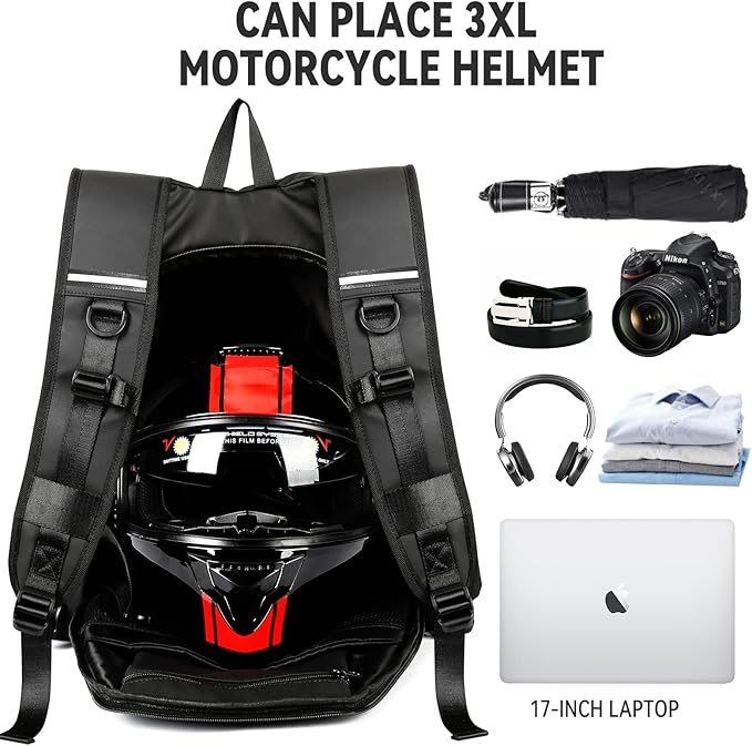 Motorcycle Backpack, Motorcycle Backpacks for Men and women, Waterproof Motorcycle Backpacks, Helmet Bag Bookbag for riding, Large