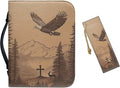 Bible Cover & Case for Men & Women - PU Leather with Bald Eagle Cross & Deer Design Ideal Gift for Christians Christmas Medium Bible Cover Bible Case Size