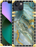 Compatible with iPhone 13 Case, Golden Texture Marble Veining Luxury Golden Decoration for Girl Women Soft TPU Shockproof Protective Hard PC Back for iPhone 13
