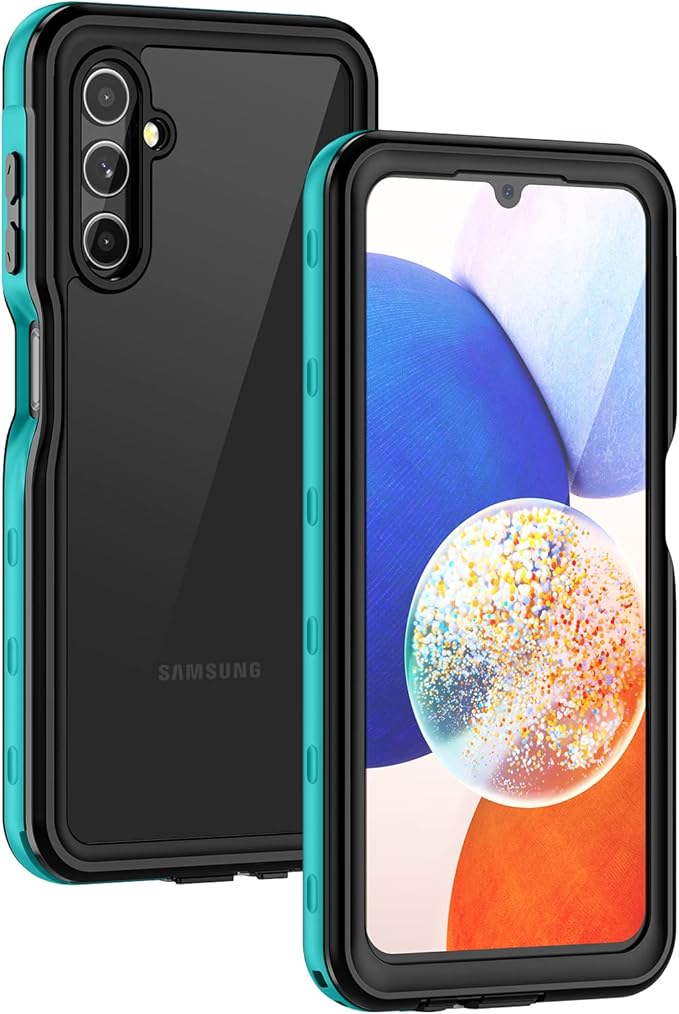 Lanhiem for Samsung Galaxy A14 5G Case, IP68 Waterproof Dustproof, Built-in Screen Protector, Heavy Duty Full Body Protective Phone Case for Galaxy A14 5G, Blue/Clear
