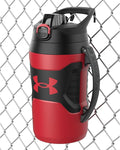 Under Armour Half Gallon Water Bottle Insulated, 64oz Insulated Water Bottle with Handle, Fence Hook, Leak Resistant, for Baseball, Football & More - Red/Black