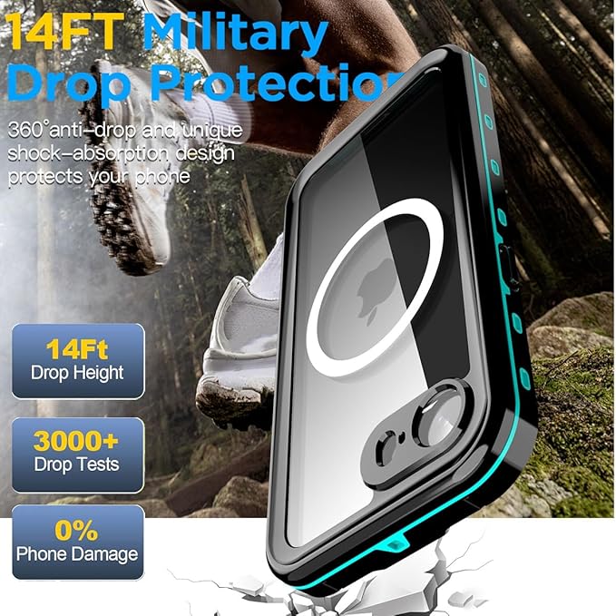 AICase for iPhone 17e/iPhone 16e Case Waterproof with MagSafe Snowproof,Dustproof and Shockproof,IP68 Certified Real 360 Full Body Protection Fully Sealed Underwater Cover for iPhone 17e/16e 6.1"_Blue