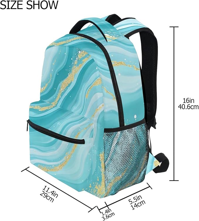 Wamika Turquoise Tie Dye Backpack Green Blue Marble School Backpacks Preschool Book Bag