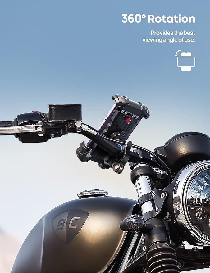 Lamicall Bike Phone Holder, Motorcycle Phone Mount - Motorcycle Handlebar Cell Phone Clamp, Scooter Phone Clip for iPhone 14 Plus/Pro Max, 13 Pro Max, S9, S10 and More 4.7" - 6.8" Smartphones, Blue