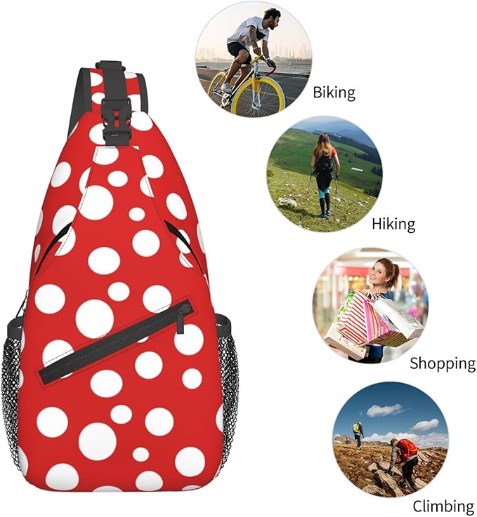 Mushroom Dots Sling Bag For Women Men Fashion Backpack Crossbody Red Mushroom Shoulder Bag Sling Backpack Chest Bag Travel Hiking Casual Sport Daypack