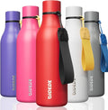 BJPKPK Insulated Water Bottles, 18 oz Stainless Steel Metal Water Bottle with Strap, BPA Free Leak Proof Jugs, Mugs, Flasks, Reusable Thermal Flasks for Sports & Travel, Red