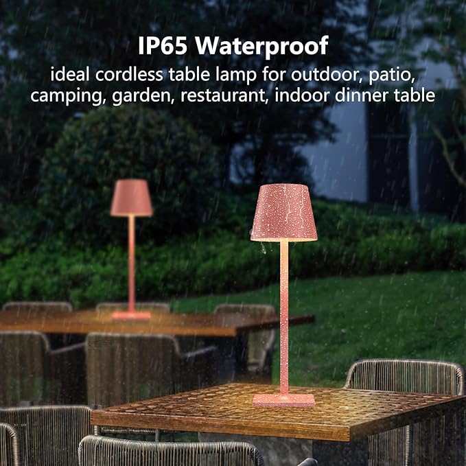 Yogaret Pink Cordless Table Lamp Set of 2 for Patio Restaurant Home Dinner Dining