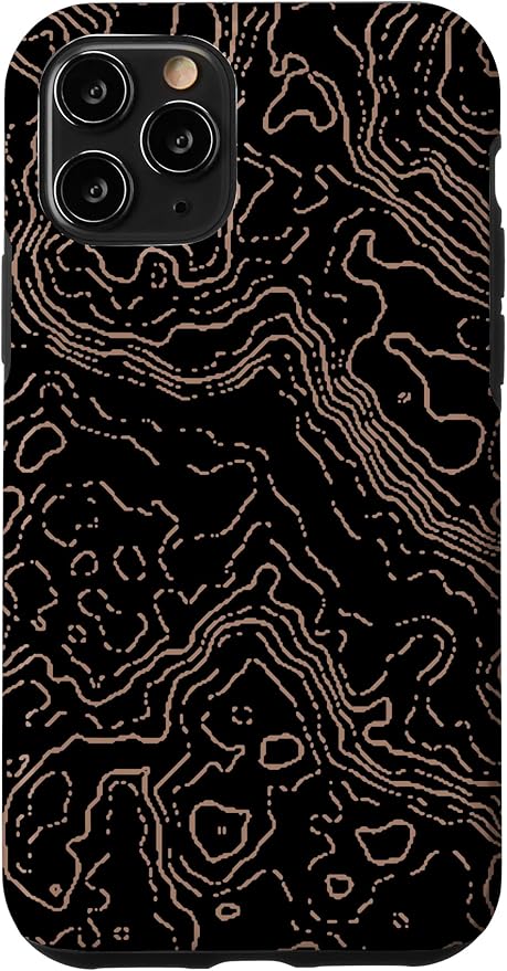 Topography Black & Brown Abstract Pattern Topographic Map Case for iPhone 11 Pro
