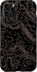Topography Black & Brown Abstract Pattern Topographic Map Case for iPhone 11 Pro