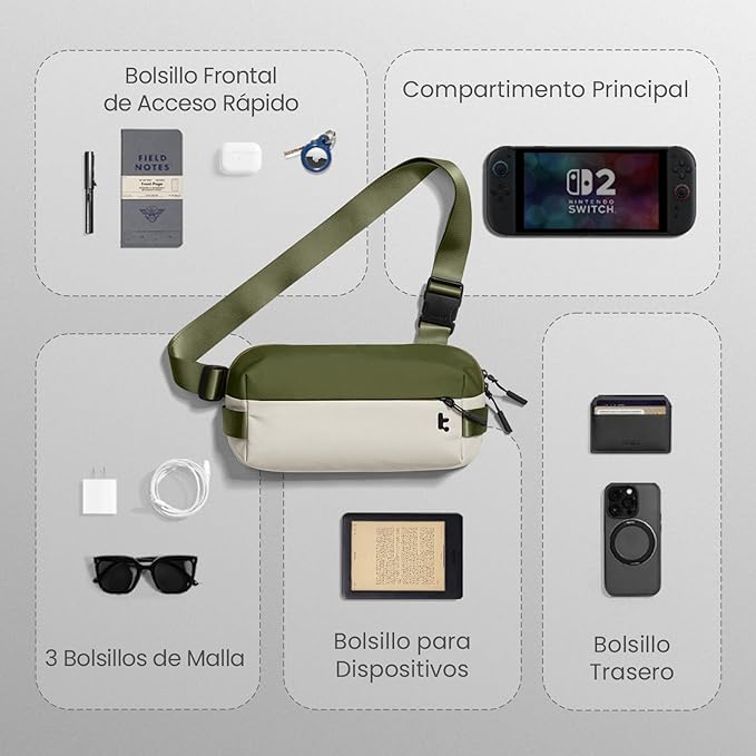 tomtoc Compact EDC Sling Bag 3L-10L, Minimalist Crossbody Bag Chest Shoulder Pack for Men Women, X-pac/Recycled Polyester