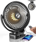 40000mAh Clip on Fan for Golf Cart - 8-inch Portable Rechargeable Fans - Max Up to 150Hrs Work Time - Battery Operated Fan with LED, Remote, Timers, Hook for Office, Desk, Camping, Treadmill, Tent