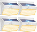 Peasur Solar Outdoor Lights, [4 Packs] Motion Sensor Security Lights with 3 Lighting Modes Wall Lights Waterproof Solar Powered Lights for Garden Yard, White Warm