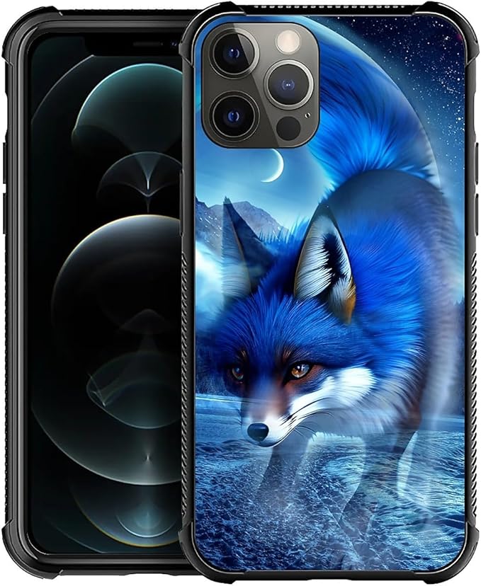 for iPhone 11 Pro Max Case, Snowy Mountain Fox Lake Pattern Graphic Design Girl Boy Soft Silicone Hard Acrylic Shock Protection for iPhone 11 Pro Max
