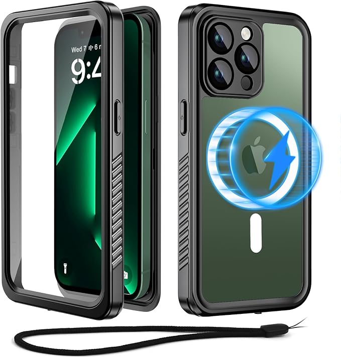 Beeasy for iPhone 13 Pro Waterproof Case with Magsafe, IP68 Underwater Military Grade, Phone Case with Shockproof, Dustproof, Rugged 360 Full Body Protection Cover with Built-in Screen Protector