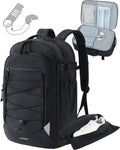 BAGSMART Carry On Travel Backpack, 17.3 Inch Large Travel backpack Carry On Flight Approved, Personal Item Backpack Travel Bag With Shoe Bag, 27L Water Resistant Casual Daypack, Black