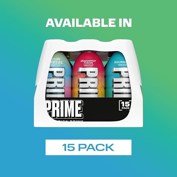 PRIME Hydration VARIETY Sports Drinks, Electrolyte Enhanced to Replenish Fluids, 177mg BCAAs, B Vitamins, Antioxidants, Low Sugar, 12 Fl Oz (Pack of 15)