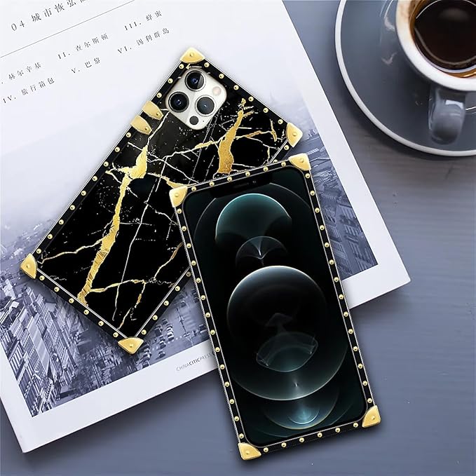 Compatible with iPhone 11 Pro Max Case, Black Gold Marble Nature Luxury Golden Decoration for Girl Women Soft TPU Shockproof Protective Hard PC Back for iPhone 11 Pro Max