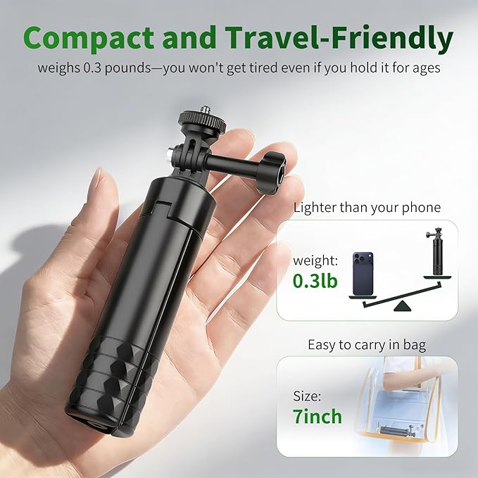 JOILCAN 25.2" Selfie Stick Tripod, Action Camera Vlog Tripod, Portable Handle Grip Stand for GoPro Hero 13/12/11/10, Insta360, DJI Osmo Action 6/5 Pro/4 & Pocket 3