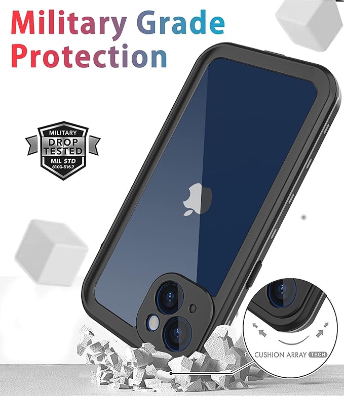 for iPhone 13 Mini Case Waterproof Shockproof Dustproof Full-Body Sturdy with Camera Lens Protector and Built-in Screen Protector,Underwater Full Sealed Cover Protective for iPhone 13 Mini