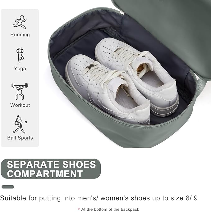 coofay Gym Backpack For Women Waterproof Backpack With Shoe Compartment Lightweight Travel Backpack Sports Backpacks Large Gym Bag