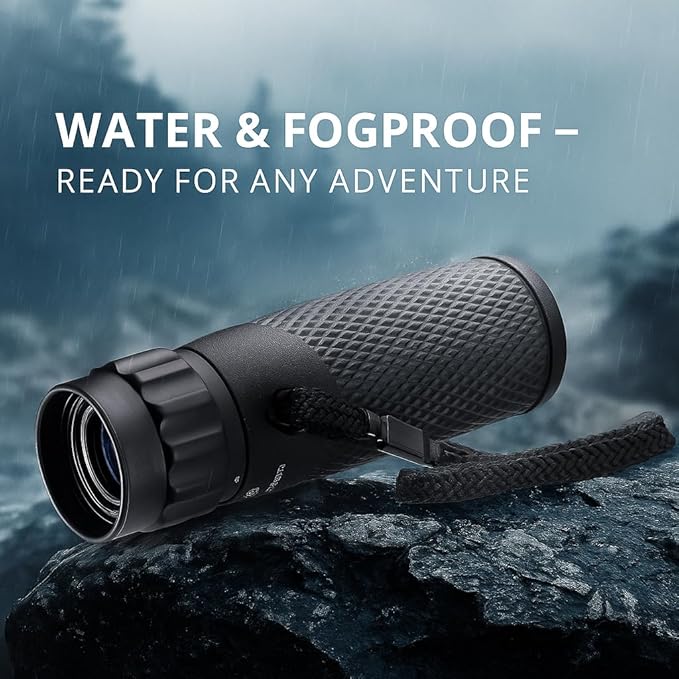 Barska Blackhawk Waterproof Monocular – Compact, Fogproof, Multi-Coated Optics, Slip-Resistant Grip for Birding, Hiking, Sports, Concerts & Outdoor Use
