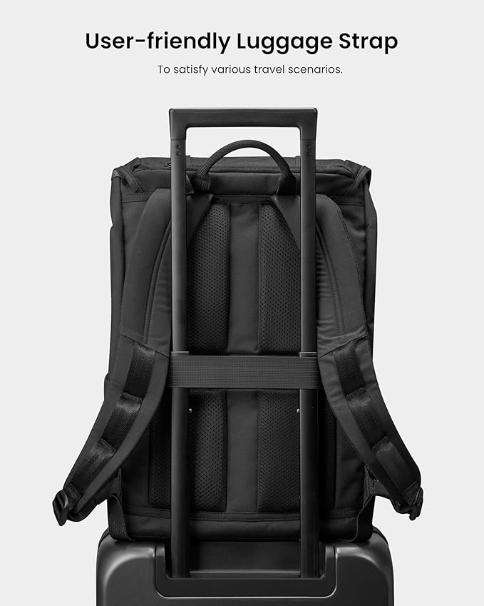 tomtoc Flap Laptop Backpack, Lightweight, Water-Resistant Casual Daypack, Durable Work-pack, Vintage Classic Rucksack for 13-15.6 Inch Laptop, perfect for Campus, Street, 22L, Dark | Lightweight, Water-Resistant, Casual Daypack, Durable Work-pack, perf...