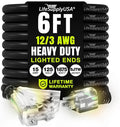 6ft Outdoor/Indoor Extension Cord 3-Outlet 12/3 Gauge Extra Heavy Duty 3 Prong SJTW, Waterproof, Flexible Cold-Resistant Long Power Cord,15A 125V 1875W, Black by LifeSupplyUSA