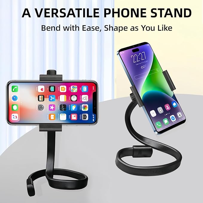 Adjustable Gooseneck Phone Holder - Suitable for Phone Holder for mic Stand，Baby Strollers, Treadmills, Shopping carts, Bicycles, Cars, Boats, and Golf carts