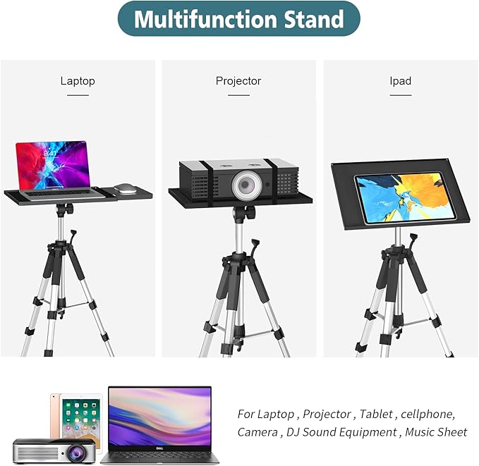 Facilife Projector Stand Tripod - Each Leg Height Can Be Adjusted Independently, Adjustable Height from 17.6 to 51.4 Inches
