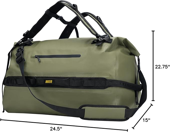MIER Waterproof Duffel Bag Motorcycle Dry Bag Backpack Large Roll-Top Heavy Duty Dry Duffle Bags for Kayaking Camping Boating Gym Beach Cruise Ship, 60L/80L