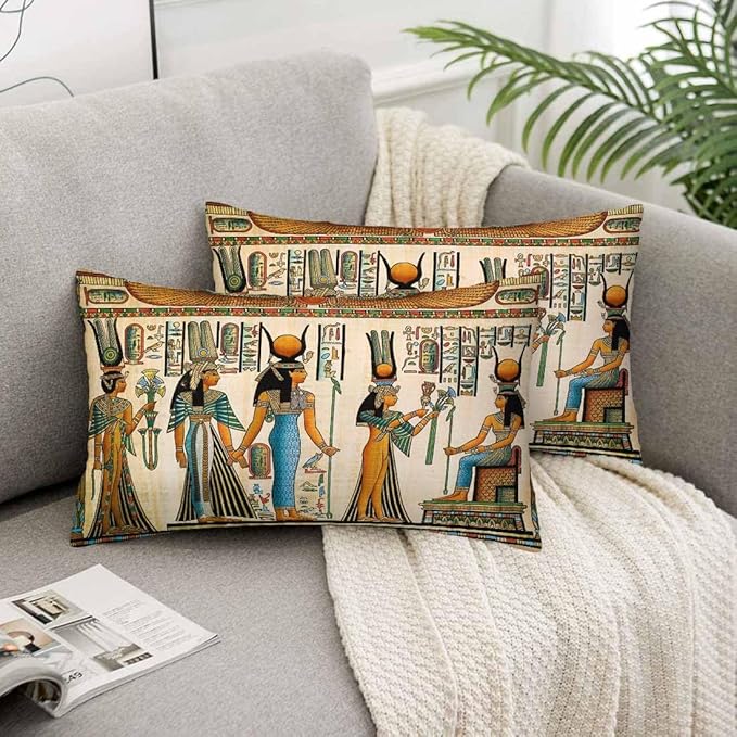 Old Egyptian Empire Couch Pillow Covers 12 X 20 0 Set of 2 Pillowcases Rectangular Velvet Outdoor Cushion Pillow Cases Decorative for Home Bed Sofa Couch Hotel