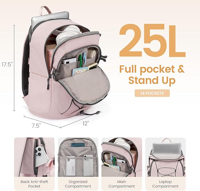 LOVEVOOK Mens Backpack with Giant Tumbler Holder Pocket,15.6 Inch Everyday Laptop Backpack Commuter Travel Work Computer Bag for Women,Waterproof Hiking College Teacher Back Pack Casual Daypack,Khaki