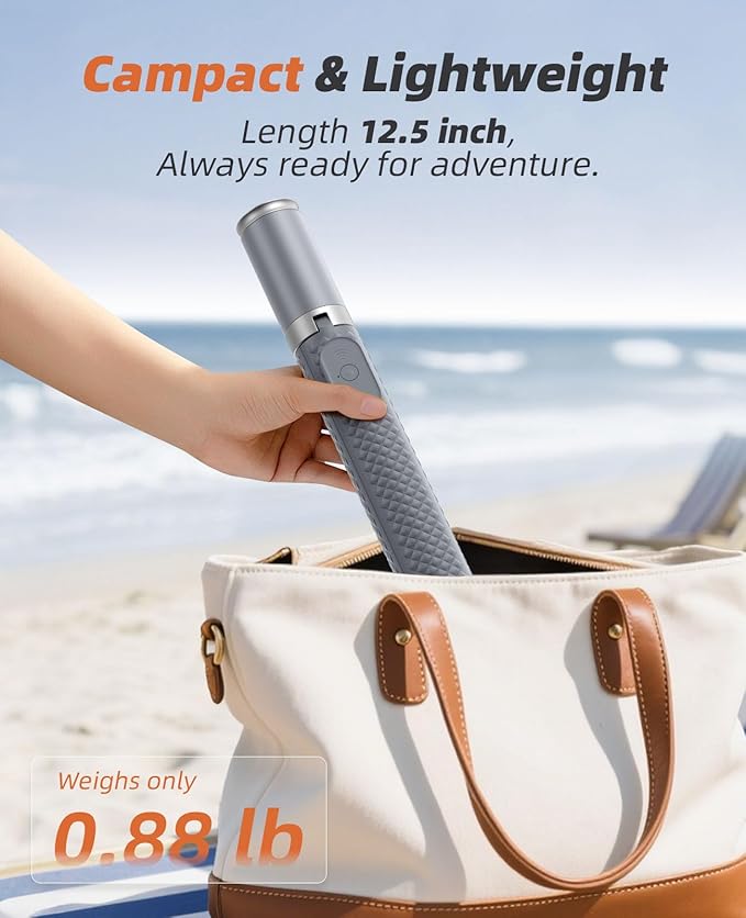 Vimose Phone Tripod & Selfie Stick with Remote, Portable, Lightweight for Video Recording Vlog, Extendable Travel Tripod Stand Compatible with iPhone Android, Grey, 62"