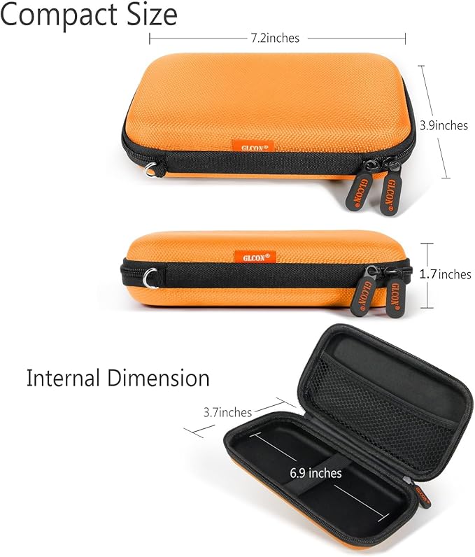 Orange Shockproof Hard EVA Carrying Case Travel Pouch for External Hard Drive, Power Bank, Cell Phone, Cable, Cord - Portable Small Electronic Accessories Organizer Storage Zipper Pouch