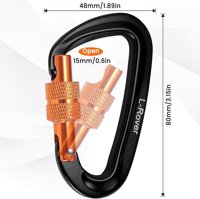 3 Heavy Duty Carabiner Clips 12kN (2697 lbs)-Lightweight Locking Carabiners for Securing Pets，Camping, Hiking, Hammock，Outdoor and Gym etc, Keychains& Utility