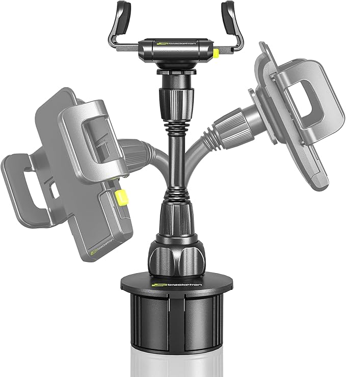 Bracketron TripGrip Universal Phone Holder for Car Cup Holder Mount - 360 Degree Rotation, Swivel Gooseneck, Expandable Base Cell Phone Cup Holder Insert - Smartphone Cradle Stand