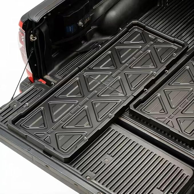 Truck Bed Slide Out Cargo Tray, 62" Lx 47.2" W Size Truck Bed Organizer Tray for 5’7’’+ Long Beds, Sliding Truck Cargo Tray Fits Most Full-Size Pickups, with Open Hooks & Elastic Cargo Net