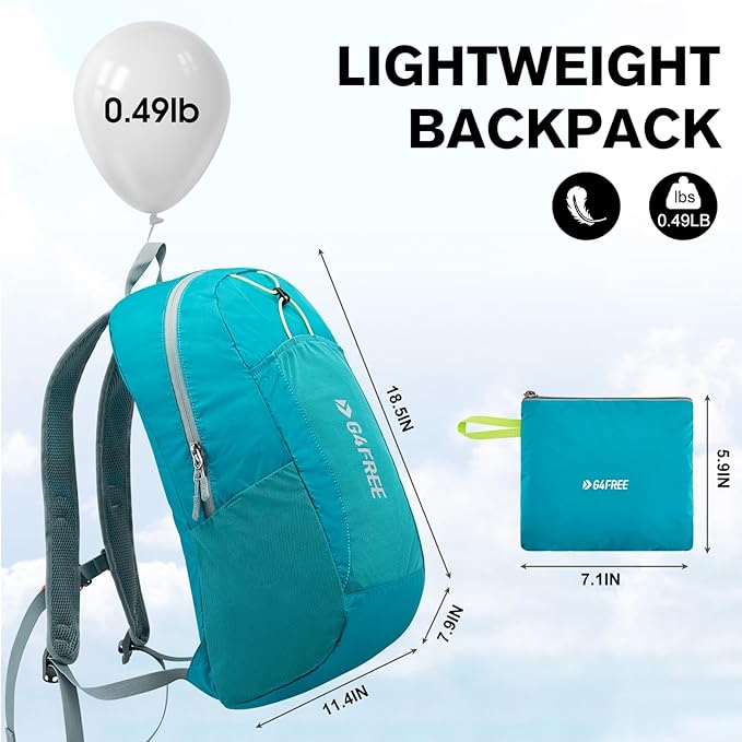 G4Free 24L Lightweight Packable Hiking Backpack Small Sport Travel Daypack Water Resistant for Women Men